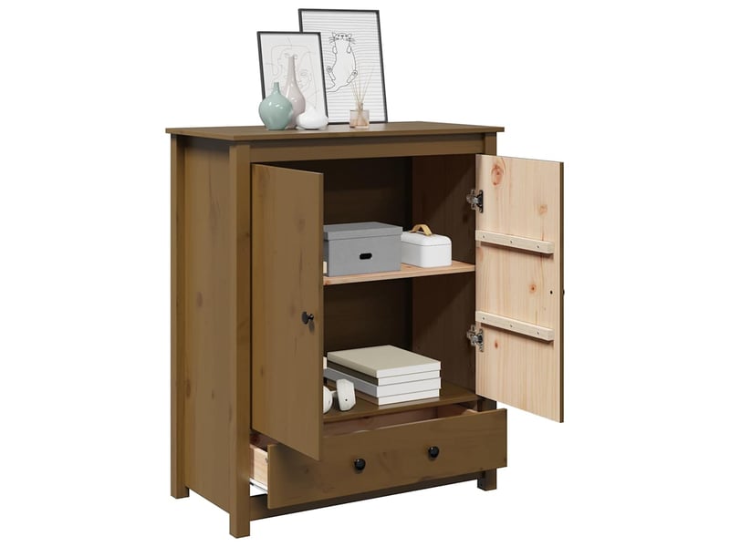  Buffet - bahut - meuble de rangement marron miel 83x41,5x100 cm bois massif de pin  - Conforama D