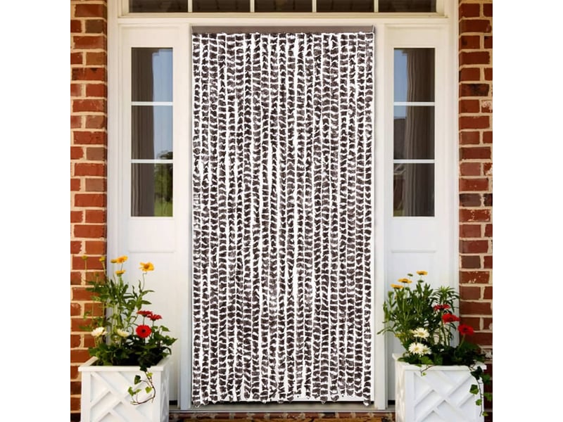  Rideau anti-mouches, moustiquaire marron et blanc 90x200 cm chenille cf43565  - Conforama B