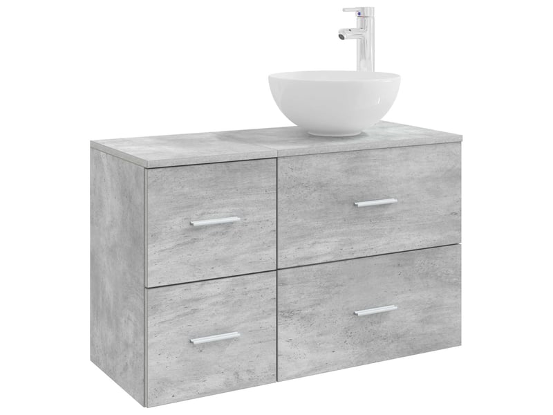 Ensemble de mobilier de salle de bain 2 pcs gris béton shl3621 - Conforama A