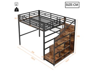 Lit mezzanine 140x200 cm <strong></strong>  <strong></strong> coloris noir