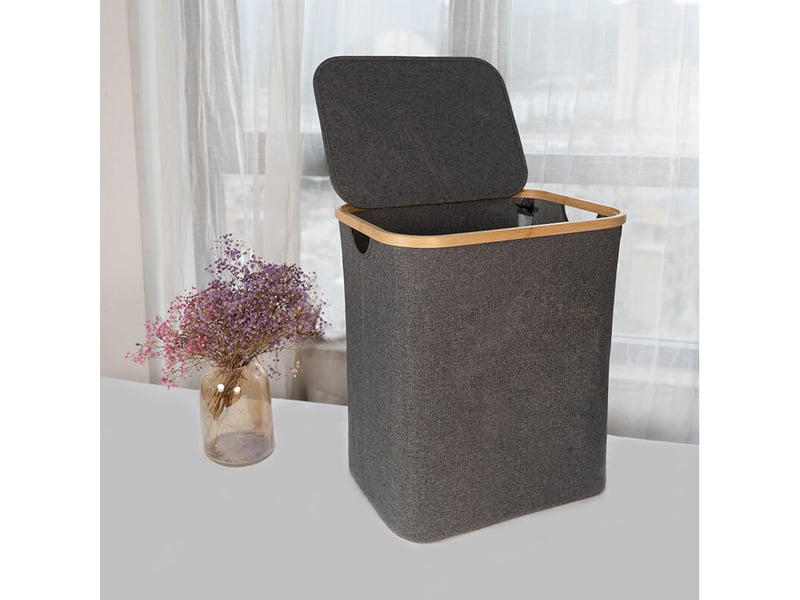  Panier à linge, panier à linge avec couvercle - pour salle de bain et chambre,gris - rwpanier à linge  - Conforama E