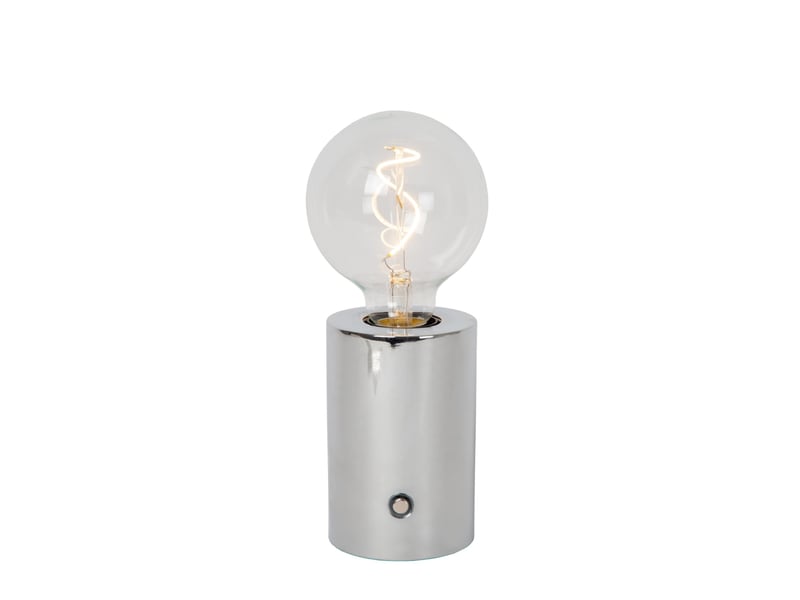 Lampe de table diam. 8 cm led dim. E27 1x1w 2700k chrome - lucide - vivo  - Conforama A