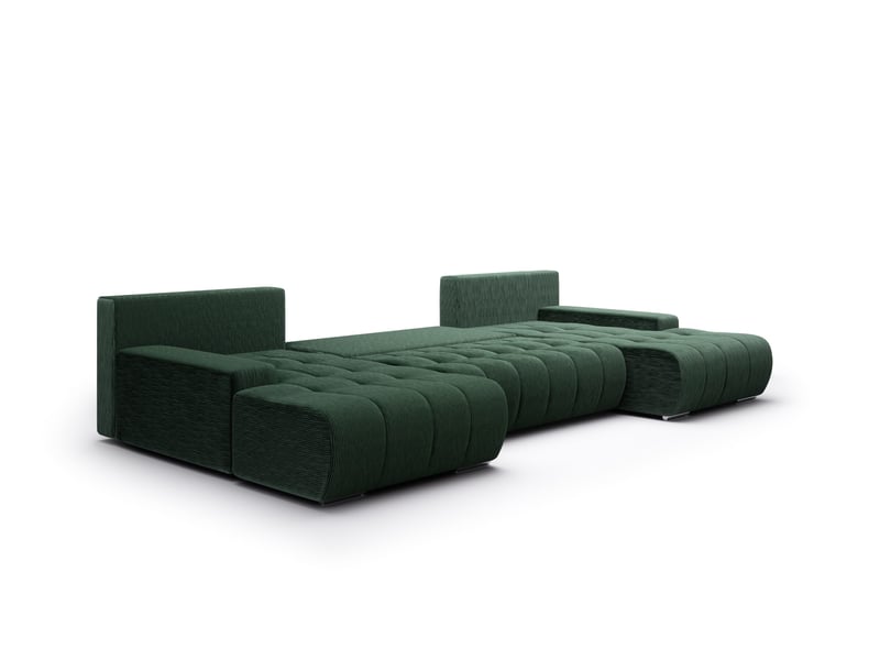  Canapé d'angle convertible velutti u velours côtelé poso vert, forme u avec coffre  - Conforama C