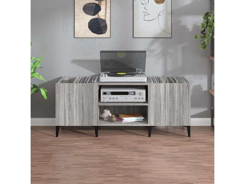  Armoire à disques, armoire de rangement sonoma gris 121x38x48 cm bois d'ingénierie  - Conforama C