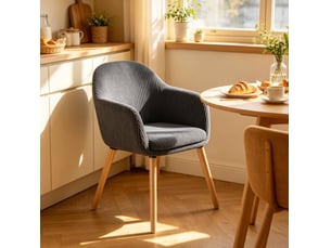 Chaise de salle à manger 53,5x46x83,5 cm avec accoudoirs métal bois gris foncé