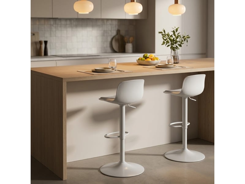  Lot de 2 tabourets de bar hauts pivotants et réglables samoa - blanc  - Conforama B