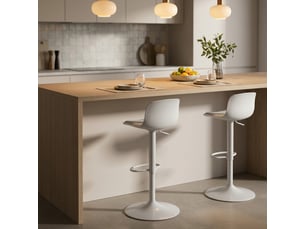 Lot de 2 tabourets de bar hauts pivotants et réglables samoa - blanc