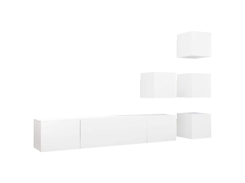  Ensemble de meuble tv - banc tv - meuble de rangement 6 pcs blanc bois d'ingénierie  - Conforama A