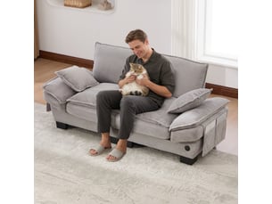 Canapé droit fixe <strong>MERAX</strong> <strong></strong> 2 places Velours côtelé gris