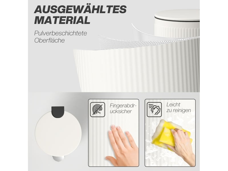 Poubelle à pédale 30 l 36 x 30 x 60,5 cm – blanc crème – couvercle à fermeture douce et seau amovible - Conforama E