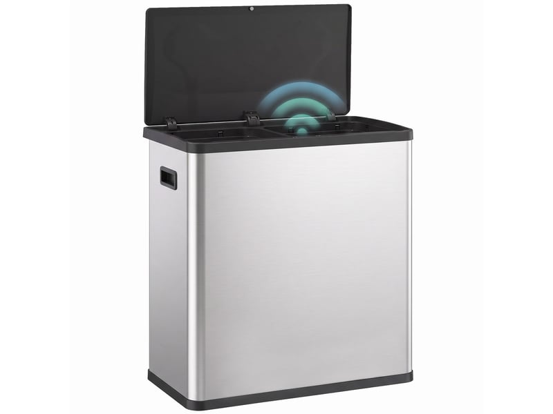 Poubelle de cuisine automatique 60l 2 compartiments seaux amovibles acier inox - Conforama A