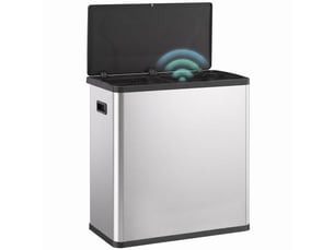 Poubelle de cuisine automatique 60l 2 compartiments seaux amovibles acier inox