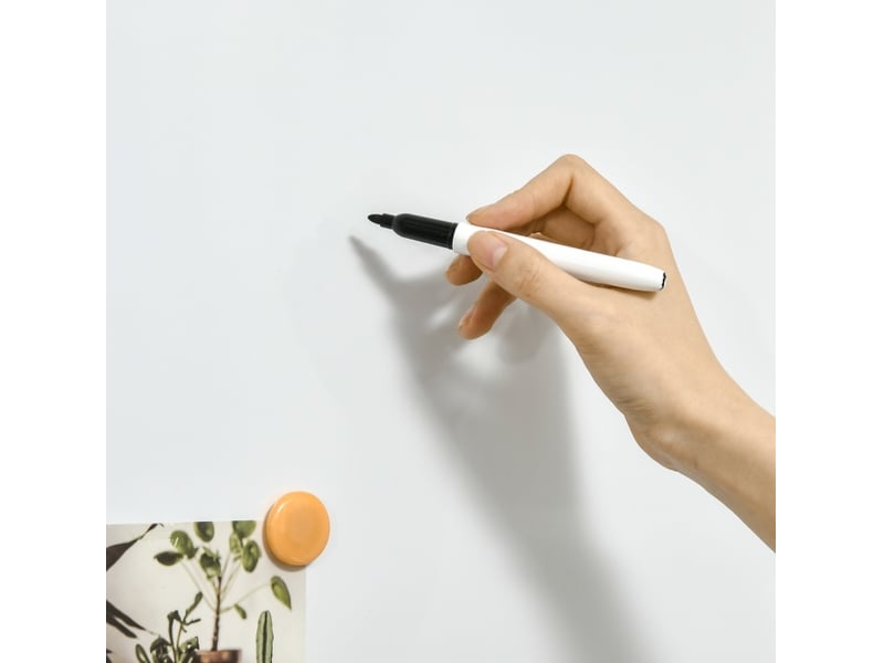  Tableau blanc magnétique 60x1,8x45 cm avec 4 marqueurs, 1 effaceur, 10 aimants, chevalet et montage mural, blanc  - Conforama D