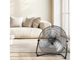 Ventilateur de sol industriel 18 pouces, 4000 cfm, 3 vitesses, inclinaison 360°, métal robuste pour garage, salle de sport et bureau