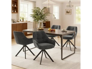 Lot 4 chaise pivotante premium avec demi-accoudoirs - chaise rotation à 360°base métallique haute stabilité, gris