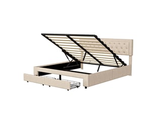 Lit coffre 160x200 cm <strong>BRILVERDE </strong>  <strong></strong> coloris beige