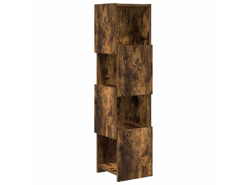  Meuble d'angle, meuble de rangement salon 25,5x25x102cm bois d'ingénierie chêne fumé  - Conforama A