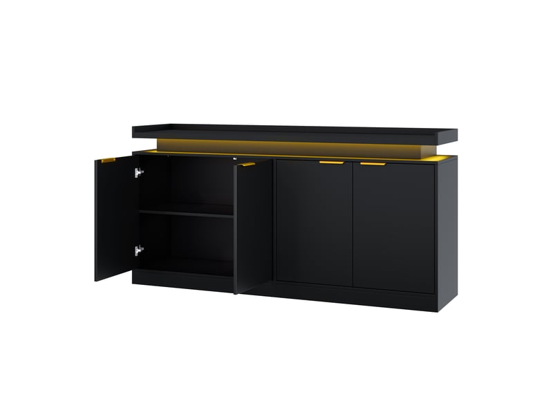 Buffet,160x39x83 cm,4 portes et éclairage led rgb,mdf,noir - Conforama D