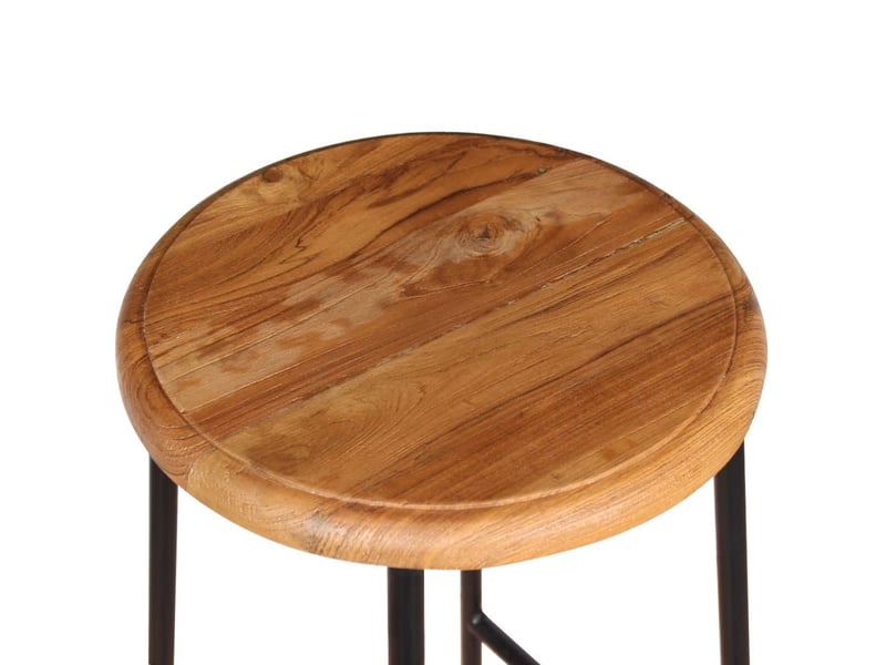  Lot de deux tabourets de bar design chaise siège teck massif marron 1202160  - Conforama B