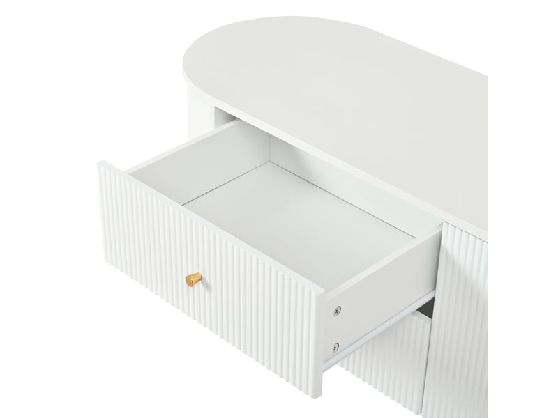  Meuble tv 180x40x38 cm en mdf avec tiroirs et rangement blanc chicfurn  - Conforama E