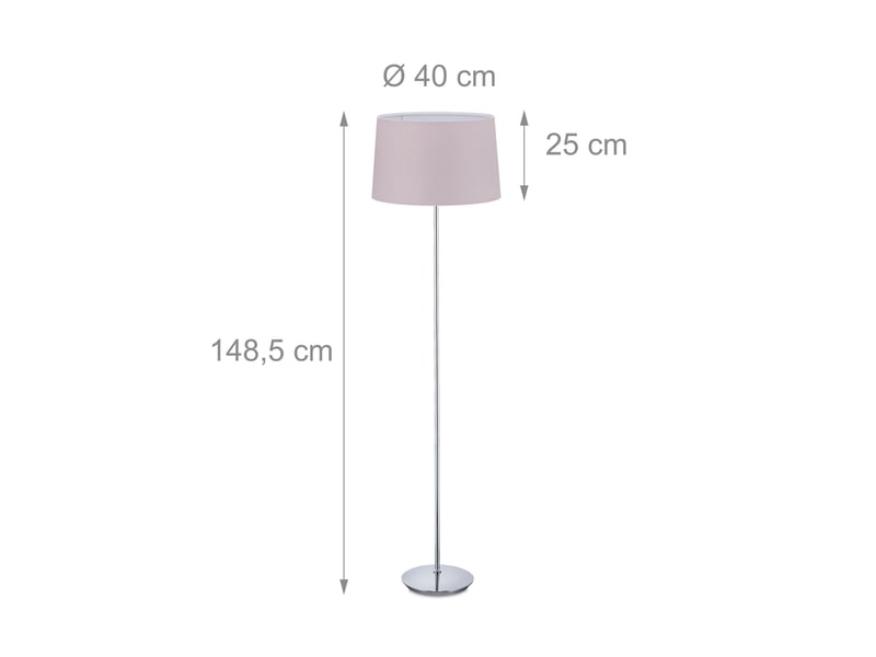  Lampe droite moderne pour salon chambre 148,5 x 40 cm avec abat-jour en tissu éclairage doux en fer noir 13_0009665  - Conforama B