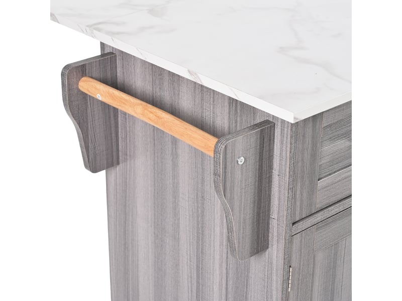  Desserte de cuisine à plateau rabattable, 3 tiroirs et roulettes en mdf 139×46(71)×91,5 cm gris  - Conforama D