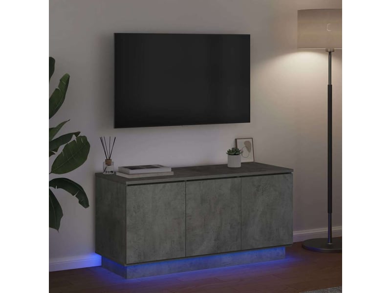  Meuble tv - banc tv - meuble de rangement 100 x 38 x 49 cm gris béton bois d'ingénierie  - Conforama E