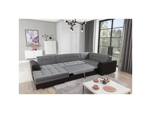 Canapé panoramique convertible caldero 5 places beige et chocolat – angle gauche