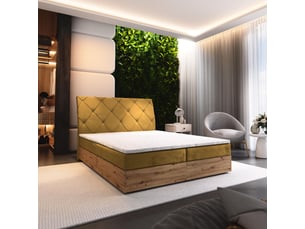 Lit avec rangement 140x200 cm <strong>MASSENO</strong>  <strong></strong> coloris jaune
