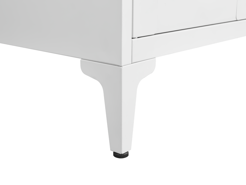  Armoire de rangement 2 portes avec 3 étagères réglables pour cuisine en métal blanc à poignées dorées  - Conforama D