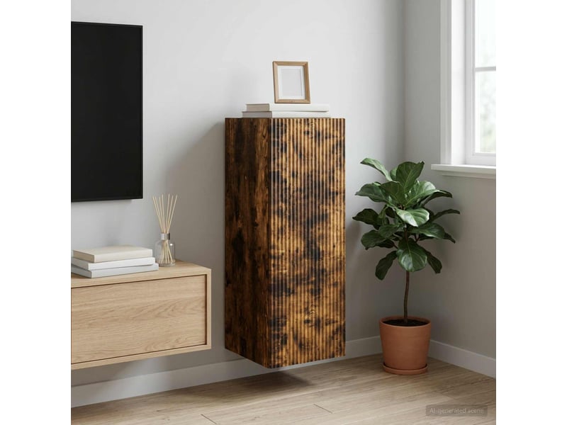 Armoire murale salon 33x34,5x90cm bois d'ingénierie chêne fumé shl6381 - Conforama B
