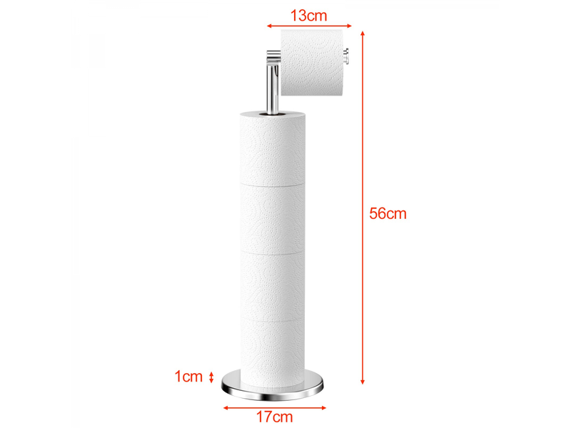  Distributeur de papier toilette sur pied en acier inoxydable, base lourde et anti-rouille - rouleau de papier hygiénique argenté pour salle de bain  - Conforama B
