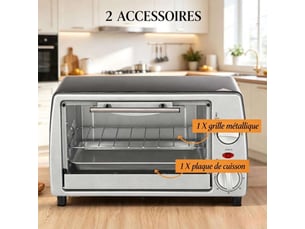 Mini-four électrique compact avec thermostat 100-230°c, minuterie 60 min, 2 positions de grille et accessoires inclus
