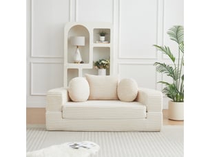 Canapé-lit 4-en-1 multifonction, sofa demi-rond convertible en lit rond, design compact, 2 coussins ronds et 1 coussin carré, salon