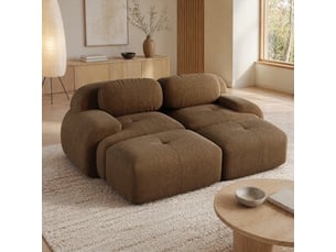 Canapé d’angle modulaire modenvie 2 places sans cadre en velours côtelé marron 208 x 178 cm