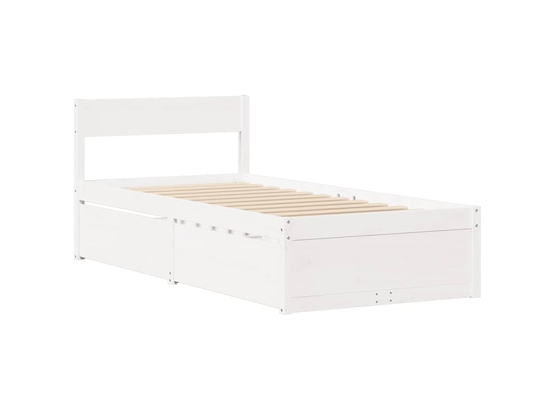  Lit simple- lit adulte -  cadre de lit sans matelas blanc 90x200 cm bois de pin massif  - Conforama B