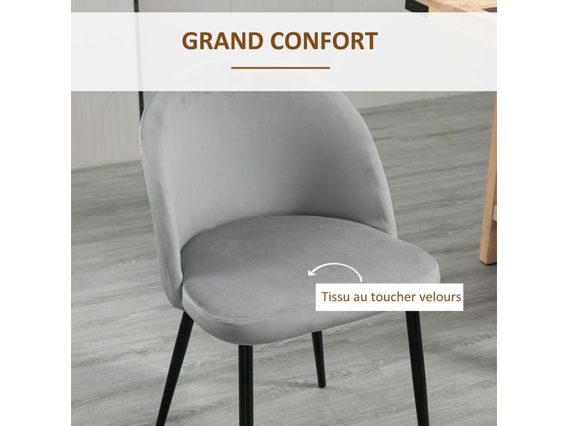  Lot de 4 chaises salle à manger chaise de cuisine scandinave chaise en velours rembourrée avec pieds effilés en métal, salle à manger, pour salon, multicolore  - Conforama E