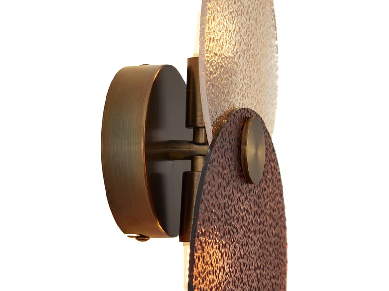  Art deco wandlamp donker brons met amber glas 2-lichts - text  - Conforama D