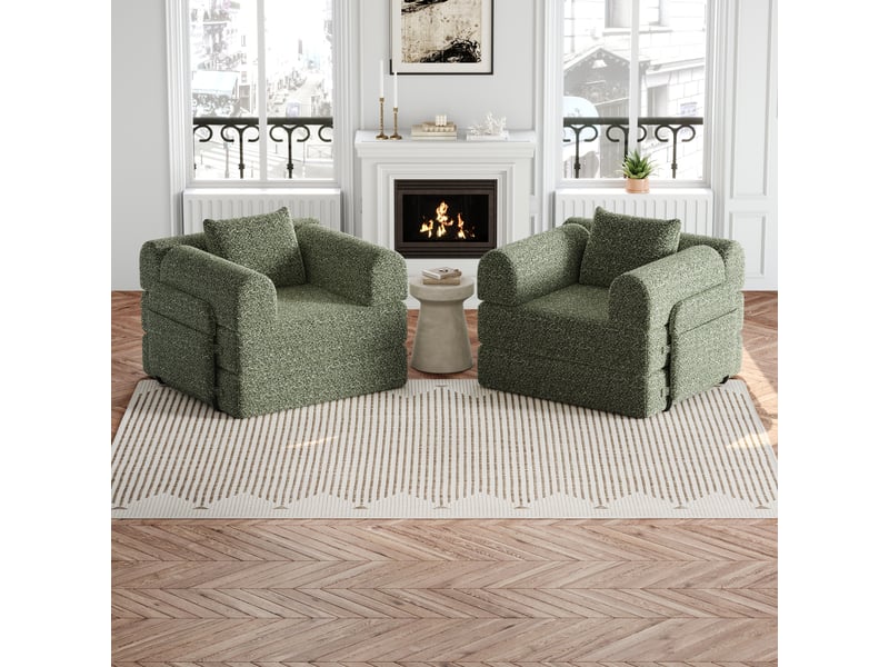  Canapé-lit convertible en chenille avec compartiment dans l'accoudoir, 3 cadres en acier, configurations multiples  - Conforama C