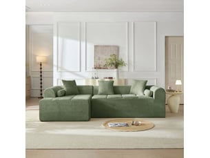 Canapé d'angle 263x132,5x68 cm en chenille vert