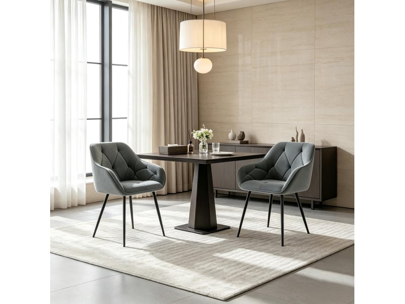  Ensemble de 2 chaises d'appoint modernes - confort ergonomique, assise rembourrée, trame en métal et tissu velours  - Conforama D