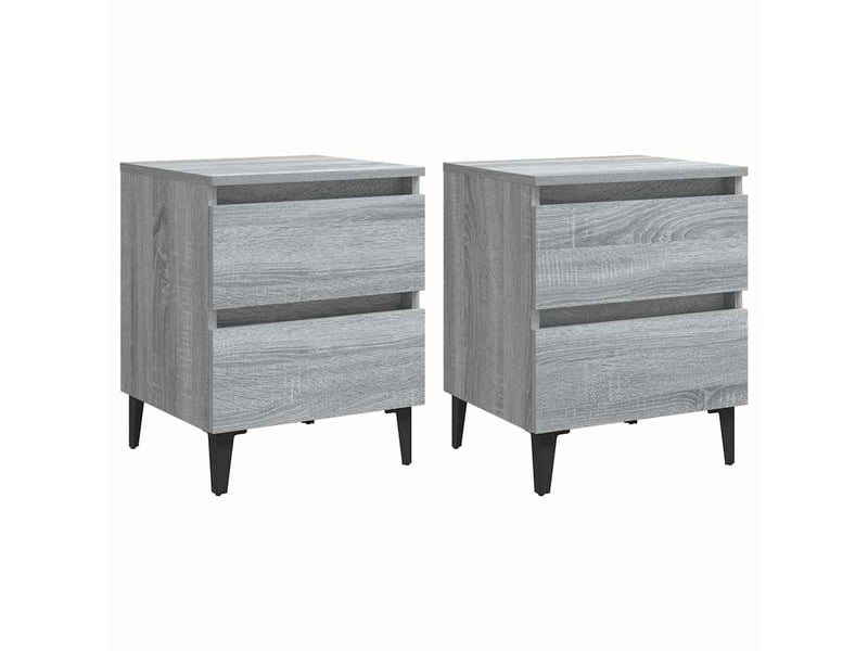  Lot de 2 tables de chevet - cabinet de chevet - table de nuit pieds en métal sonoma gris 40x35x50 cm  - Conforama A
