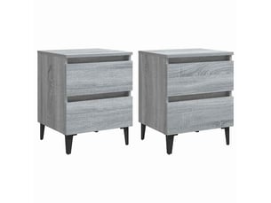 Lot de 2 tables de chevet - cabinet de chevet - table de nuit pieds en métal sonoma gris 40x35x50 cm