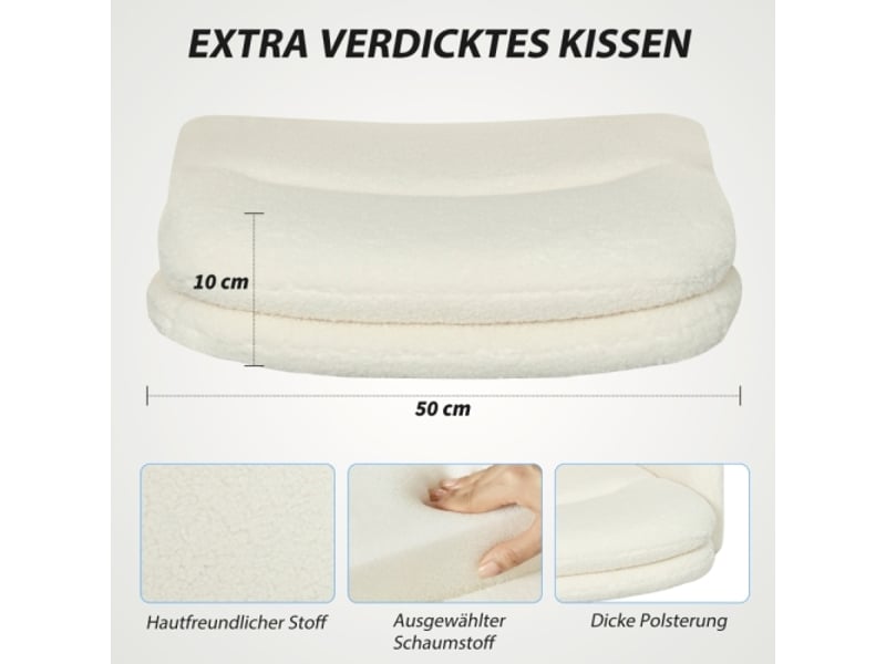 Chaise de bureau à roulettes en tissu crème, accoudoirs, 5 roulettes, pivotante et confortable - Conforama E