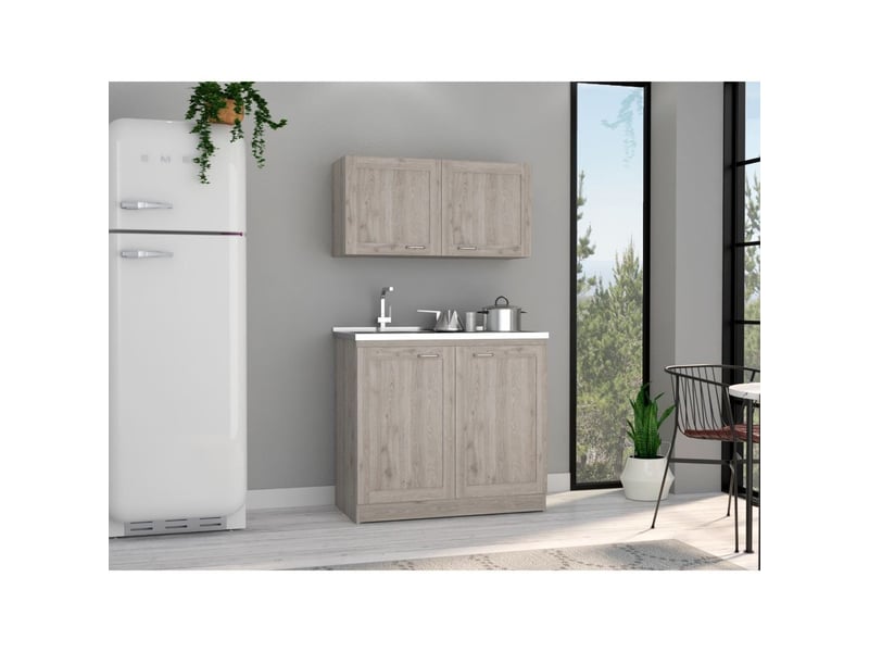  Ensemble de meubles de cuisine zurich avec 4 portes, gris cendré  - Conforama C