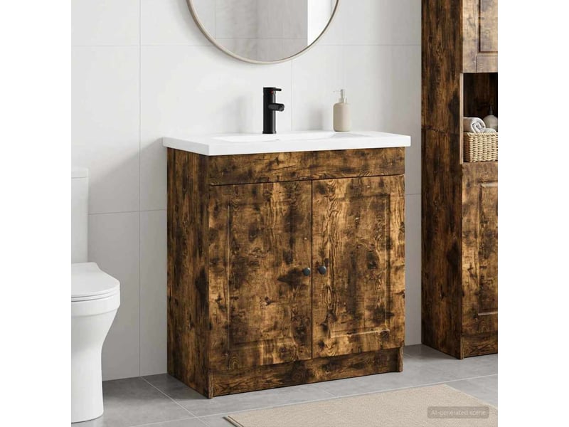  Ensemble de mobilier de salle de bain chêne fumé shl8274  - Conforama B