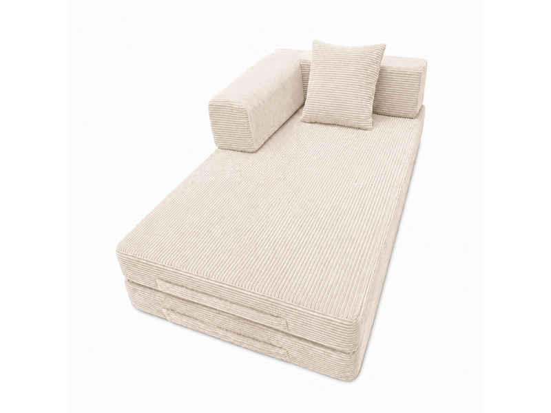 Canapé convertible, canapé-lit, en velours tricoté, blanc, pour salon, mobilier pour espace de vie, chambre - Conforama B