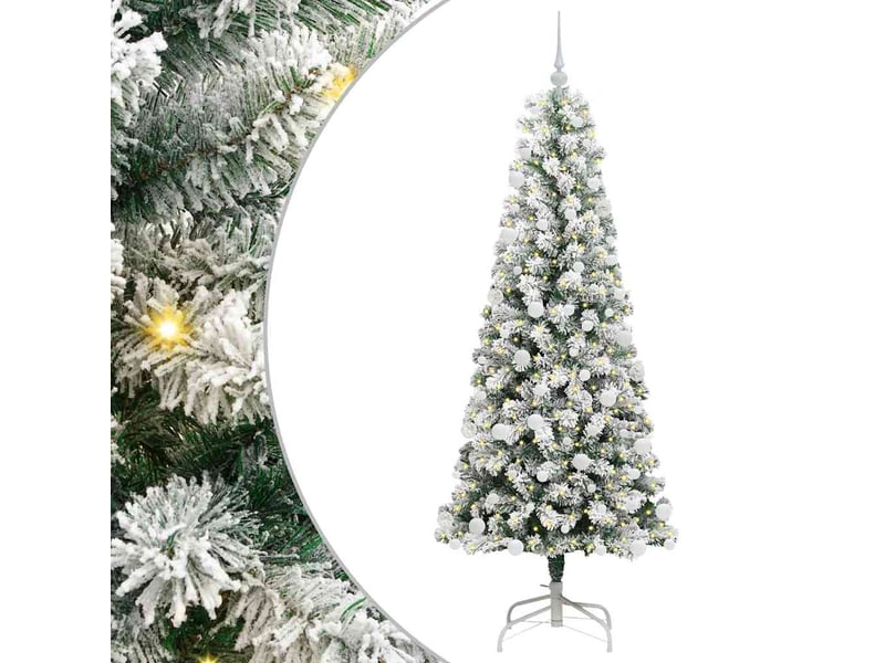  Sapin de noël, arbre de noël artificiel à branches articulées vert et blanc cf61125  - Conforama A