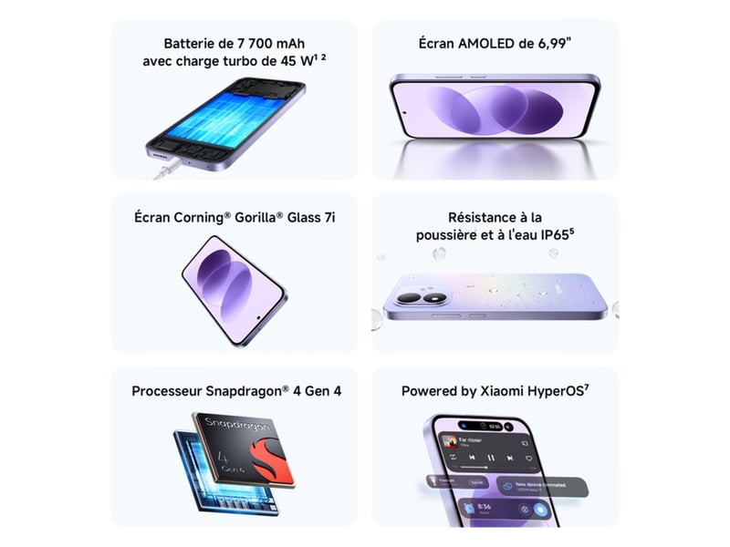  Smartphone 5g redmi note 17 6.99 amoled 256 go violet 421705_AADKZ58235_6_DROPFR - Conforama C