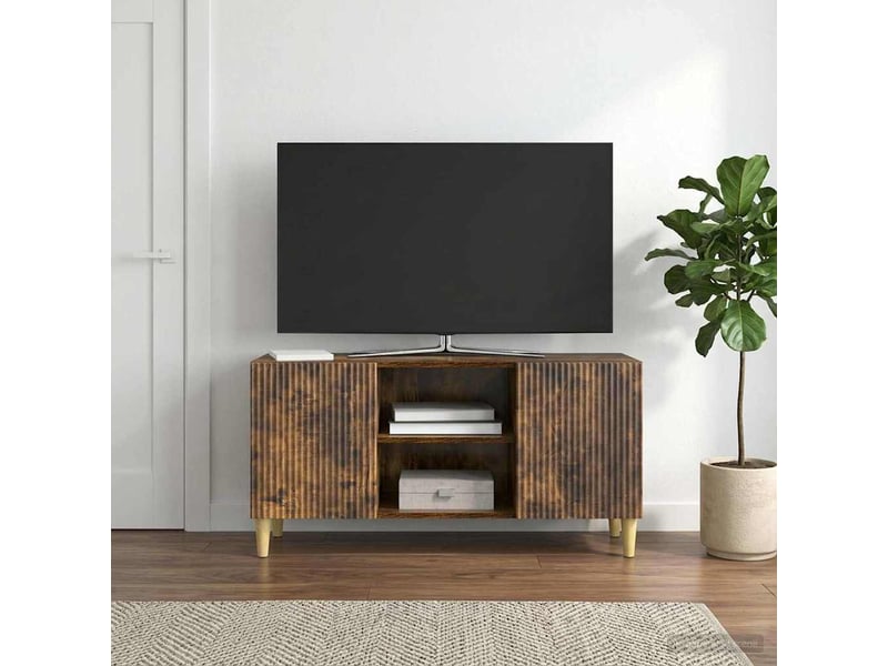  Meuble tv - banc tv - meuble de rangement 102 x 34,5 x 50 cm chêne fumé bois d'ingénierie  - Conforama B